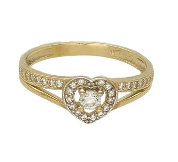 Złoty pierścionek wysadzany cyrkoniami w kształcie serca PI 3678A. Złoty pierścionek z c.jpg